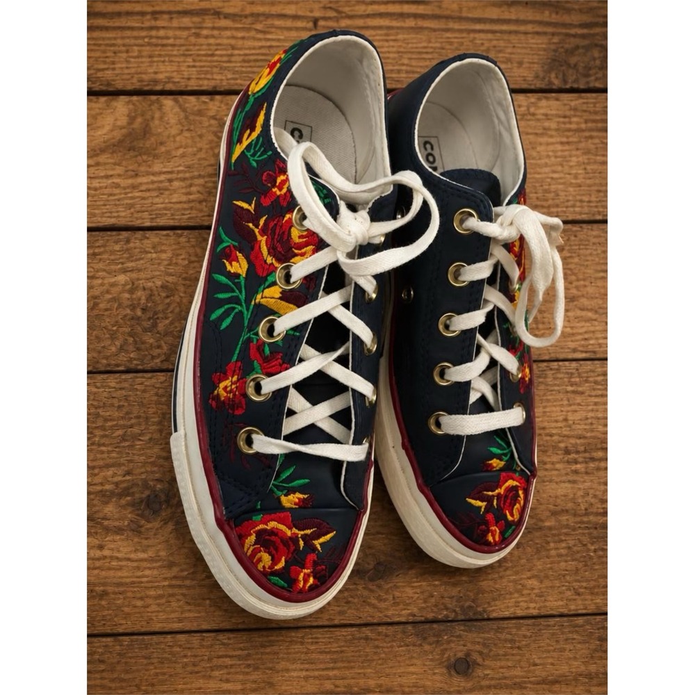 Converse Chuck 70 Ox Parkway Floral Obsidian Leather Low Top Sneakers Womens 6